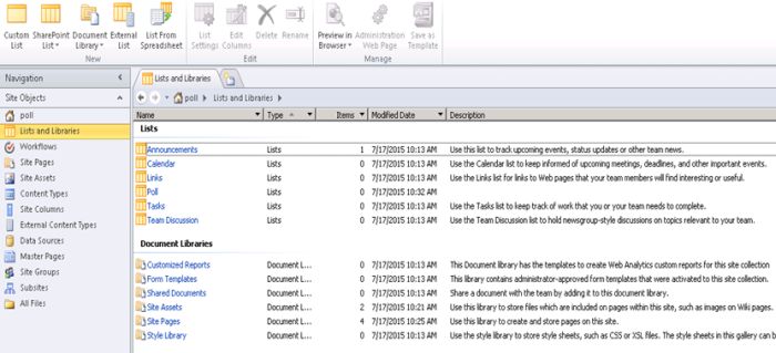 Go to list and libraries